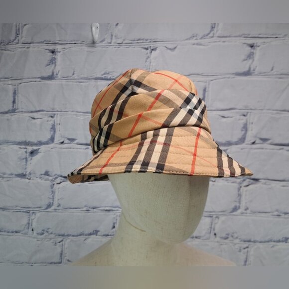 Vintage Burberry Women\'s Hat Nova Check Bucket Hat 60s 50s Size Medium 7\